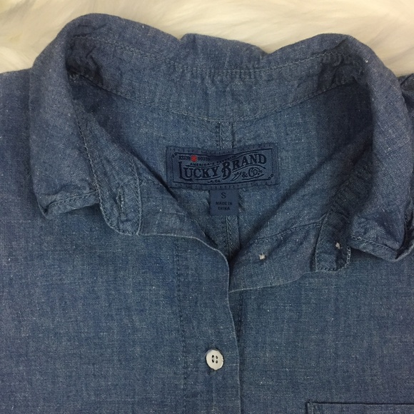 Lucky Brand Holly Glen Chambray Button Up Tied Top - Picture 5 of 8